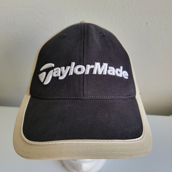 TaylorMade Golf Hat Cap TP Ball‎ Burner Adjustable Strapback Black Tan - Picture 1 of 8